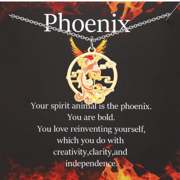 Gold and Red Phoenix Necklace Jewelry - Picture 2 of 6